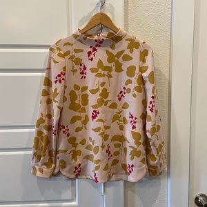 Boden mockneck blush blouse with decorative button